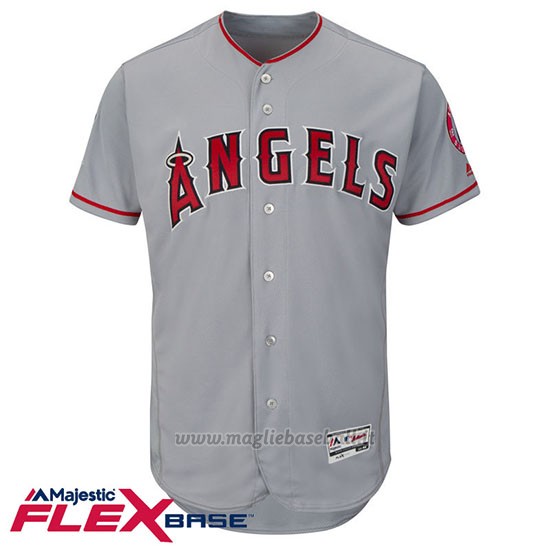 Maglia Baseball Uomo Los Angeles Angels Blank Grigio Flex Base Autentico Collezione